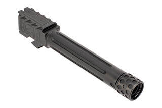 Battle Arms ONE Threaded Barrel for Glock 19 has a threaded steel fluted barrel with a black nitride finish